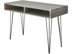 Bureau Table Meuble Travail Informatique Avec 2 Compartiments Gris 0502061/2