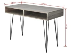 Bureau Table Meuble Travail Informatique Avec 2 Compartiments Gris 0502061/2 -Meubles Soldes Magasin meuble bureau 8958545