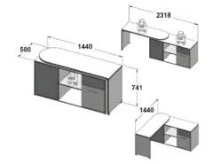 Bureau D'angle Rotatif 144 Cm à 232 Cm Décor Bois Et Blanc - ALKIRA -Meubles Soldes Magasin meuble bureau 8958963