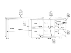 Bureau D'angle Rotatif 144 Cm à 232 Cm Décor Bois Et Blanc - ALKIRA -Meubles Soldes Magasin meuble bureau 8958965