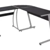 Bureau Table Meuble Travail Informatique De Coin En Forme De L Noir 0502081