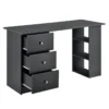 Table De Bureau Secrétaire Poste De Travail Informatique Avec 3 Tiroirs 120 Cm Gris Foncé 03_0004711