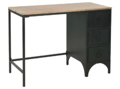 Bureau Table Meuble Travail Informatique à Piédestal Unique Bois De Sapin Et Acier 100 Cm 0502131 -Meubles Soldes Magasin meuble bureau 8959441