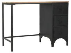 Bureau Table Meuble Travail Informatique à Piédestal Unique Bois De Sapin Et Acier 100 Cm 0502131 -Meubles Soldes Magasin meuble bureau 8959443