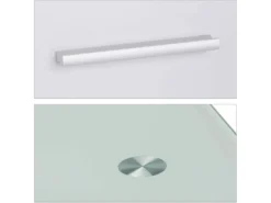 Bureau Moderne Avec Plaque De Verre Tiroir Latéral Pour Chambre D’ado 110 Cm Blanc 13_0000560 -Meubles Soldes Magasin meuble bureau 8959549