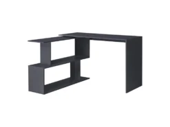Bureau Gigogne Design Avec Partie étagère Bureau De Coin Extension Panneau De Particules Mélaminé 77 X 120 X 50 Cm Gris Foncé 03_0004708
