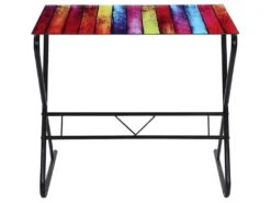 Bureau Table Meuble Travail Informatique En Verre à Motif D'arc-en-ciel 0502065