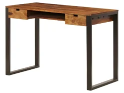 Bureau Table Meuble Travail Informatique 110 Cm Bois Solide Et Acier 0502086