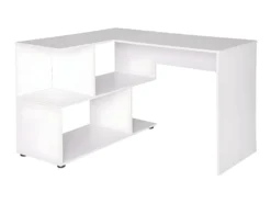 Bureau Adulte D'angle Avec étagères 100 Cm Blanc 19_0000549