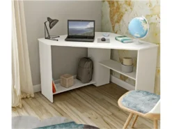 Bureau D'angle Design Collection KARO Coloris Blanc. -Meubles Soldes Magasin meuble bureau 9256569