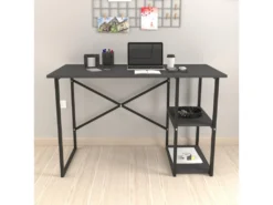 Bureau Nittedal Avec étagère Intégrée à 2 Niveaux 75 X 120 X 60 Cm Anthracite [en.casa] -Meubles Soldes Magasin meuble bureau 9547273