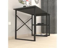 Bureau Nittedal Avec étagère Intégrée à 2 Niveaux 75 X 120 X 60 Cm Anthracite [en.casa] -Meubles Soldes Magasin meuble bureau 9547275