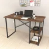 Bureau Nittedal Avec étagère Intégrée à 2 Niveaux 75 X 120 X 60 Cm Effet Chêne Patiné [en.casa]