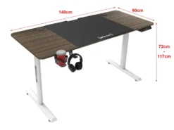 Bureau électrique Hayward à Hauteur Réglable 140 X 60 X 72 - 117 Cm Effet Bois Foncé [pro.tec] -Meubles Soldes Magasin meuble bureau 9550305