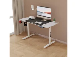 Bureau électrique Pomona à Hauteur Réglable 110 X 60 X 72 - 117 Cm Blanc [pro.tec]