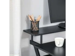 HOMCOM Bureau Informatique Gamer Avec étagères Dim. 100L X 60l X 85,5H Cm MDF Métal Noir -Meubles Soldes Magasin meuble bureau 9550397