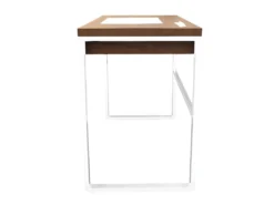 CALEB - Bureau Plateau Effet Bois Et Piètement Blanc -Meubles Soldes Magasin meuble bureau 9556989