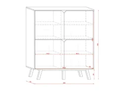 Buffet Haut Design Type Scandinave Collection AOMORI 4 Portes, Coloris Blanc Et Gris Mat -Meubles Soldes Magasin meuble de cuisine 9544455