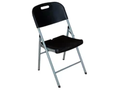 Chaise Pliante Avec Poignée Noire 47x58x87cm 7house