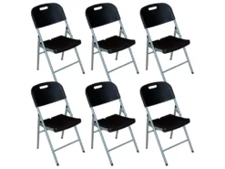 Pack 6 Chaises Pliantes Avec Poignée 47x58x87cm 7house