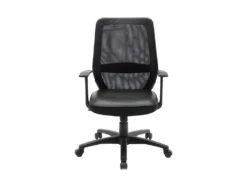 Fauteuil Chaise PIMA De Bureau Ajustable Avec Accoudoirs - Tissu Mailles Noir - L 65 X P 67 X H 96.5-106 Cm -Meubles Soldes Magasin siege de bureau 10044727