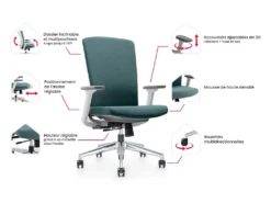 Fauteuil De Bureau Professionnel - Tissu - Bleu - HUMIA -Meubles Soldes Magasin siege de bureau 11599499