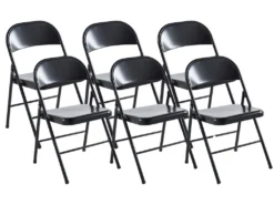 Lot De 6 Chaise Pliante En Métal Coloris Noir - Longueur 46 X Profondeur 46 X Hauteur 87 Cm