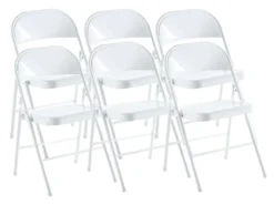 Lot De 6 Chaise Pliante En Métal Coloris Blanc - Longueur 46 X Profondeur 46 X Hauteur 87 Cm