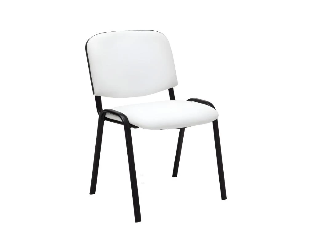 Chaise Visiteur Assise Rembourrée En Synthétique Blanc BUR10068 1 Chaise Visiteur Assise Rembourrée En Synthétique Blanc BUR10068