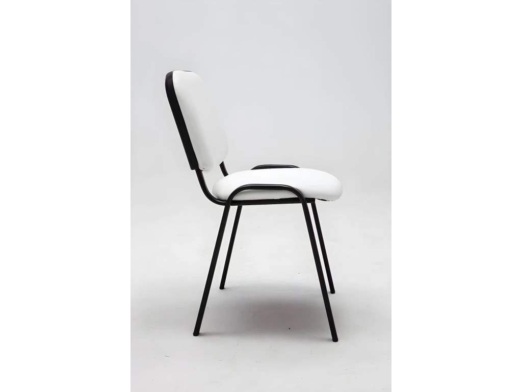 Chaise Visiteur Assise Rembourrée En Synthétique Blanc BUR10068 2 Chaise Visiteur Assise Rembourrée En Synthétique Blanc BUR10068 – Image 2