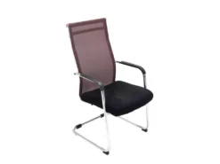 Chaise Pour Visiteur Fauteuil De Bureau Avec Accoudoirs Marron Pieds Chromé BUR10150