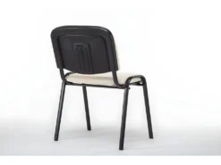 Chaise Visiteur Assise Rembourrée En Synthétique Crème BUR10072 -Meubles Soldes Magasin siege de bureau 12218973