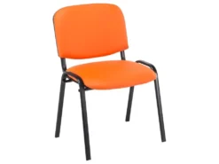 Chaise Visiteur Assise Rembourrée En Synthétique Orange BUR10074