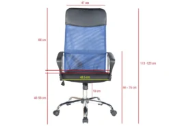 Chaise De Bureau Noir Bleu Tissu Respirant Pu 113 /123x57,5x58,5 -Meubles Soldes Magasin siege de bureau 12523501