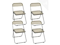 Lot De 4 Chaises Pliables Transparentes Et Chrome RAMA (Ambre)
