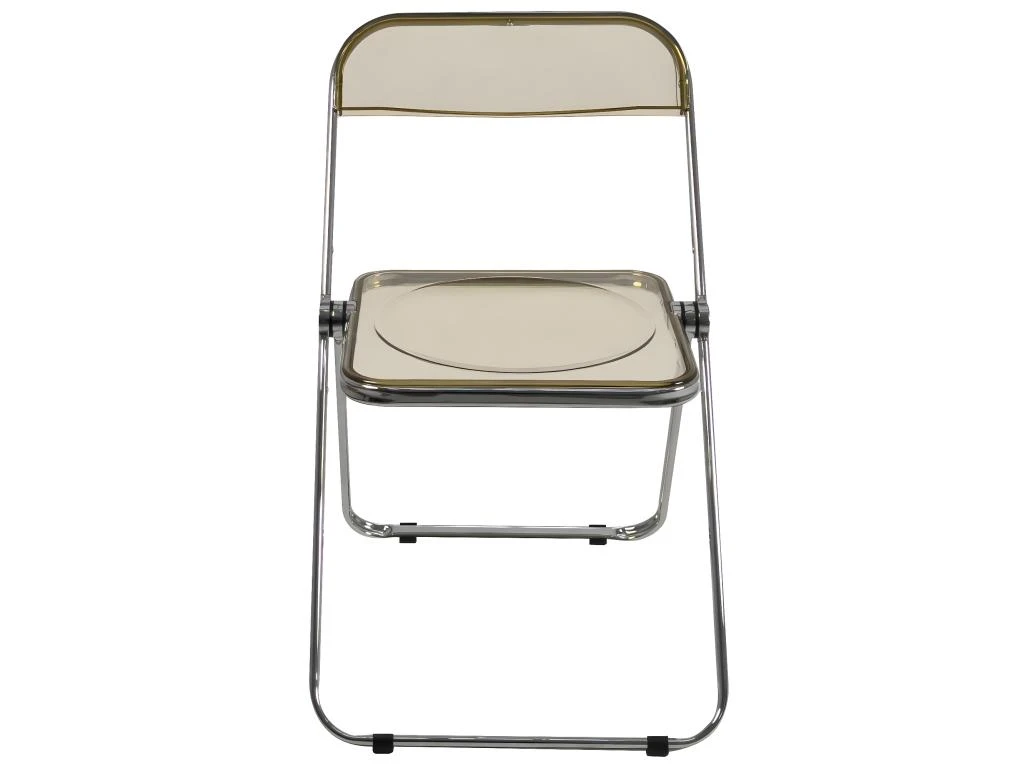 Lot De 4 Chaises Pliables Transparentes Et Chrome RAMA (Ambre) 2 Lot De 4 Chaises Pliables Transparentes Et Chrome RAMA (Ambre) – Image 2