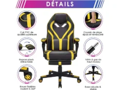 Chaise Gaming Cuir PVC, Siège Gamer Pivotante Ergonomique -Meubles Soldes Magasin siege de bureau 13837437