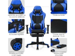 Chaise Gaming, Siège Gamer Pivotante Ergonomique -Meubles Soldes Magasin siege de bureau 13837555