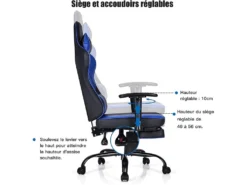 Fauteuil Gamer, Chaise Gaming Inclinable Avec Repose-pieds Télescopique Avec Appui-tête -Meubles Soldes Magasin siege de bureau 13837587