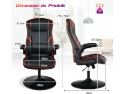 Chaise Gaming à Bascule Réglable En Hauteur, Siège Gamer Dossier De 90° à 118° -Meubles Soldes Magasin siege de bureau 13838553