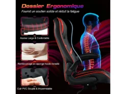 Chaise Gaming à Bascule Réglable En Hauteur, Siège Gamer Dossier De 90° à 118° -Meubles Soldes Magasin siege de bureau 13838555