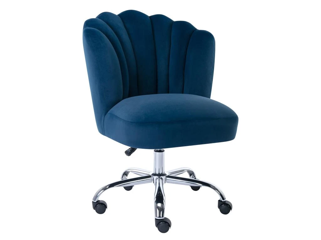 Chaise De Bureau - Velours - Bleu - Hauteur Réglable - RUTY De Pascal Morabito 2 Chaise De Bureau - Velours - Bleu - Hauteur Réglable - RUTY De Pascal Morabito – Image 2