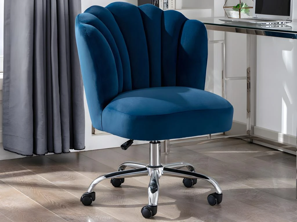 Chaise De Bureau - Velours - Bleu - Hauteur Réglable - RUTY De Pascal Morabito 1 Chaise De Bureau - Velours - Bleu - Hauteur Réglable - RUTY De Pascal Morabito