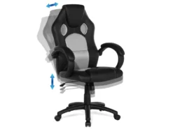 Chaise De Bureau En Cuir PU Gris FIGHTER -Meubles Soldes Magasin siege de bureau 16265403