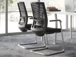 Chaise De Réunion Professionnelle - Tissu Et Métal Chromé - Noir - RULIO 15 Chaise De Réunion Professionnelle - Tissu Et Métal Chromé - Noir - RULIO -Meubles Soldes Magasin siege de bureau 1711995