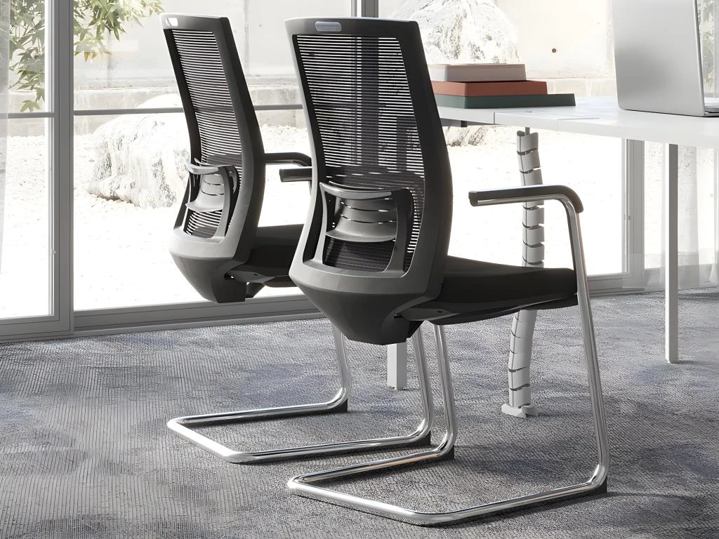 Chaise De Réunion Professionnelle - Tissu Et Métal Chromé - Noir - RULIO 4 Chaise De Réunion Professionnelle - Tissu Et Métal Chromé - Noir - RULIO – Image 4