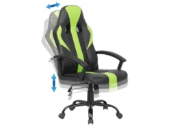 Chaise De Gamer En Cuir PU Noir Et Vert SUCCESS -Meubles Soldes Magasin siege de bureau 17122453