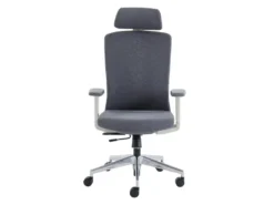 Fauteuil De Bureau Professionnel - Avec Têtière - Tissu - Gris - VOLTI -Meubles Soldes Magasin siege de bureau 1817351