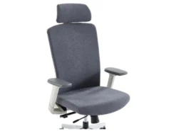 Fauteuil De Bureau Professionnel - Avec Têtière - Tissu - Gris - VOLTI -Meubles Soldes Magasin siege de bureau 1817389