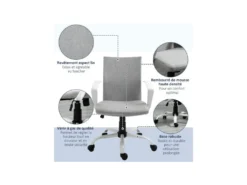 Fauteuil De Bureau SHARON Gris -Meubles Soldes Magasin siege de bureau 19171821